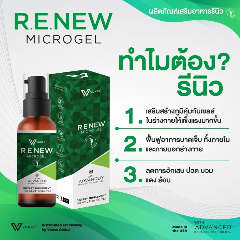 RENEW VONCE รีนิว ปวดข้อ ปวดเข่า โรคเก๊าท เบาหวาน ออฟฟิศซินโดรม นิ้วล็อค สะบักจม