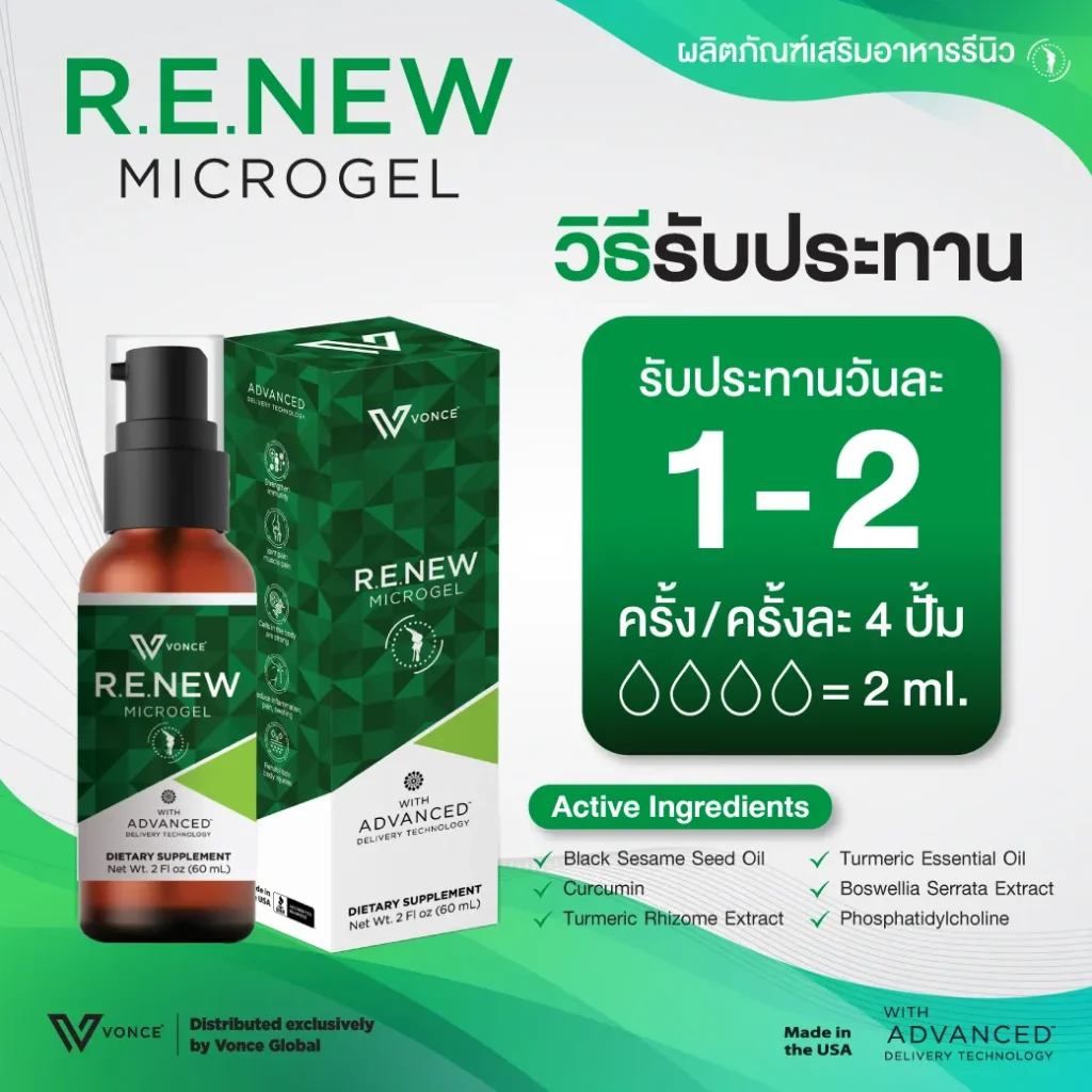 RENEW VONCE รีนิว ปวดข้อ ปวดเข่า โรคเก๊าท เบาหวาน ออฟฟิศซินโดรม นิ้วล็อค สะบักจม