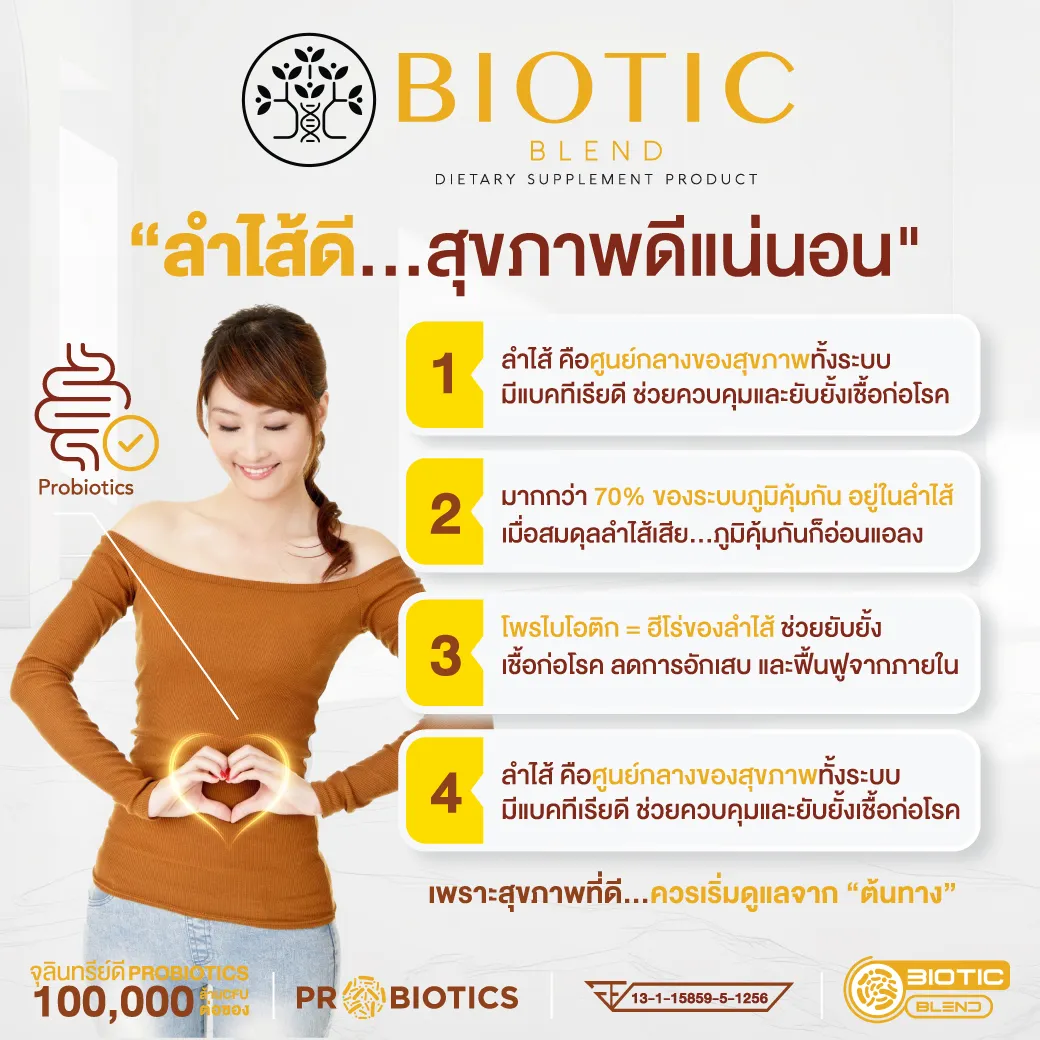 Biotic Blend โพรไบโอติค เบลนด์ prebiotic พรีไบโอติค Postbiotic โพสไบโอติค สมดุลลำไส้ รักษาโรค เบาหวาน โรคอ้วน