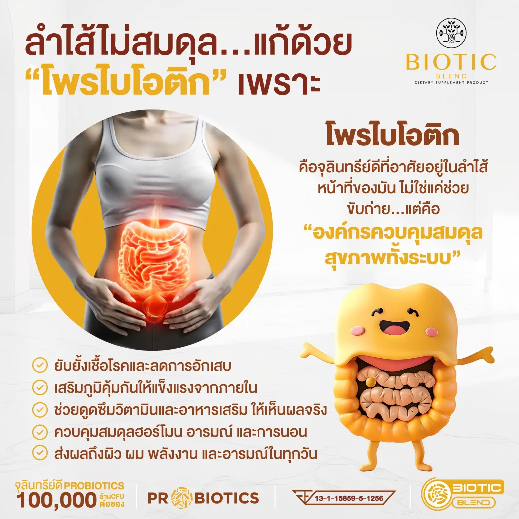 Biotic Blend โพรไบโอติค เบลนด์ prebiotic พรีไบโอติค Postbiotic โพสไบโอติค สมดุลลำไส้ รักษาโรค เบาหวาน โรคอ้วน